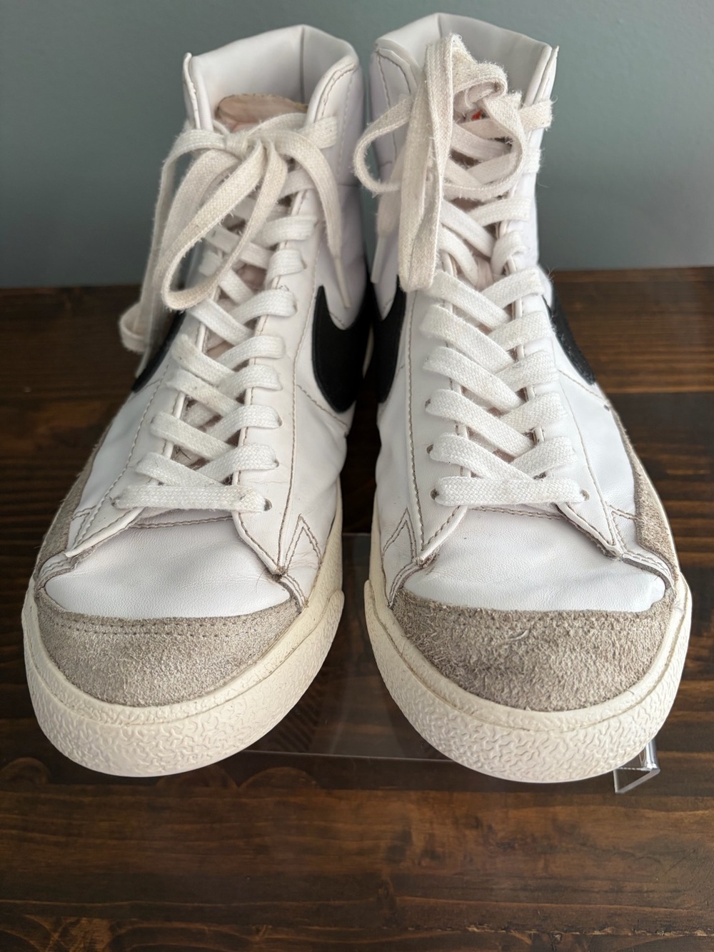 Nike Blazers 77 Mid White with Black Swoosh Athletic Sneakers Men’s 8.5 - Picture 4 of 14